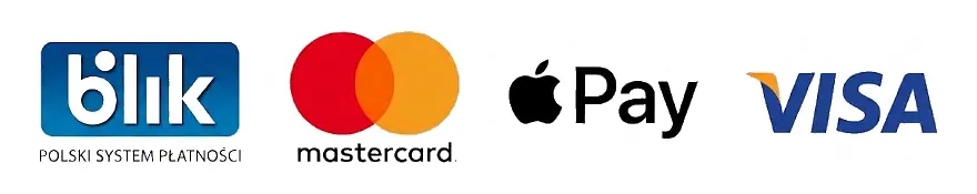 Akceptowane płatności: Visa, Mastercard, Google Pay, Apple Pay, BLIK