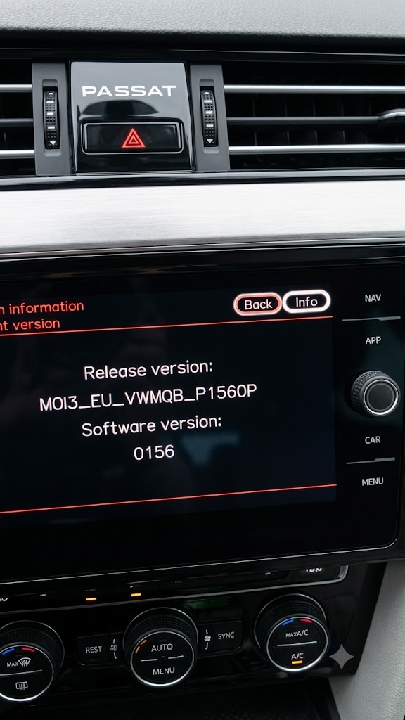 Aktywacja Apple CarPlay i Android Auto MOI3 – VW Passat (MOI3_EU_VWMQB), ekran systemu