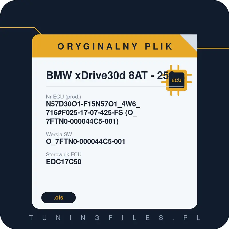 Oryginalny plik BMW xDrive30d 8AT - 258hp N57D30O1-F15N57O1_4W6_716#F025-17-07-425-FS (O_7FTN0-000044C5-001) O_7FTN0-000044C5-001