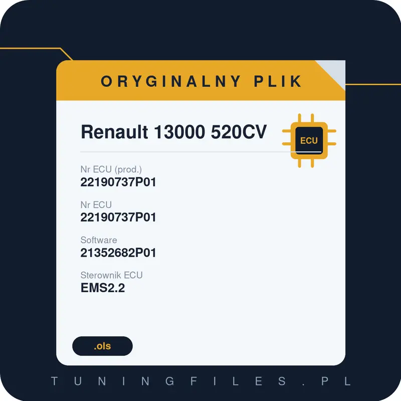 Oryginalny plik Renault 13000 520CV 22190737P01 22190737P01 21352682P01