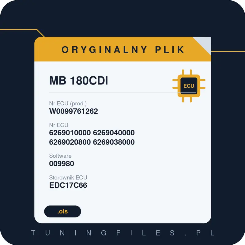 Oryginalny plik MB 180CDI W0099761262 6269010000 6269040000 6269020800 6269038000 009980