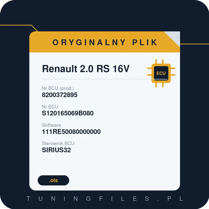 Oryginalny plik Renault 2.0 RS 16V 8200372895 S120165069B080 111RE50080000000