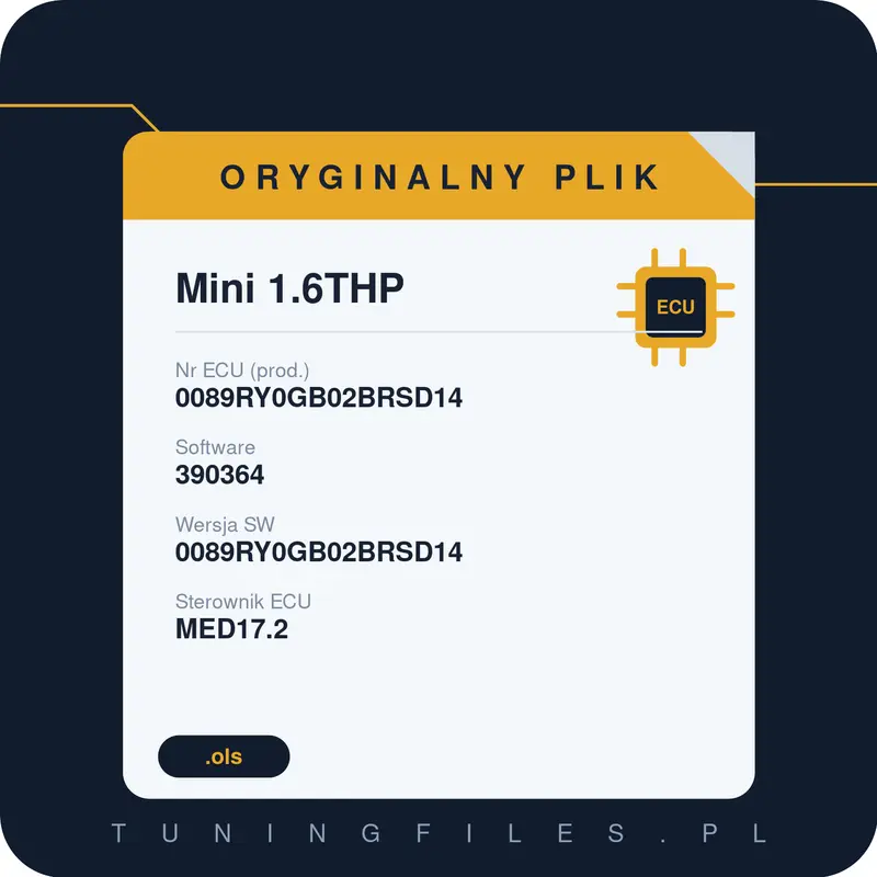 Oryginalny plik Mini 1.6THP 0089RY0GB02BRSD14 390364 0089RY0GB02BRSD14