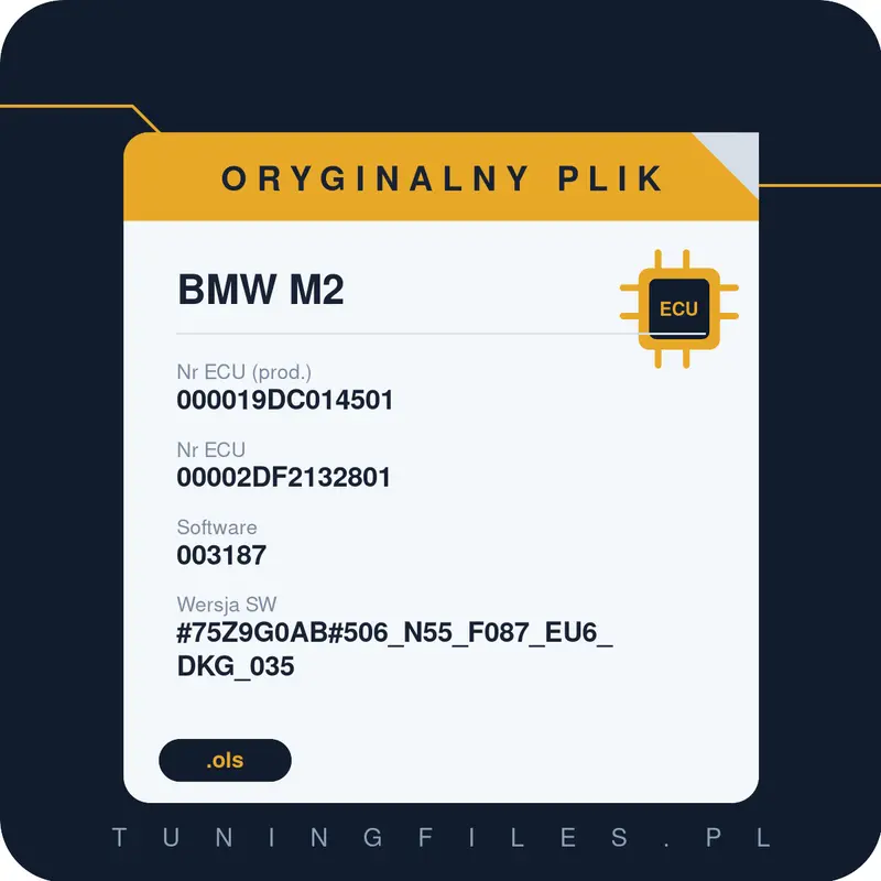 Oryginalny plik BMW M2 000019DC014501 00002DF2132801 003187 #75Z9G0AB#506_N55_F087_EU6_DKG_035