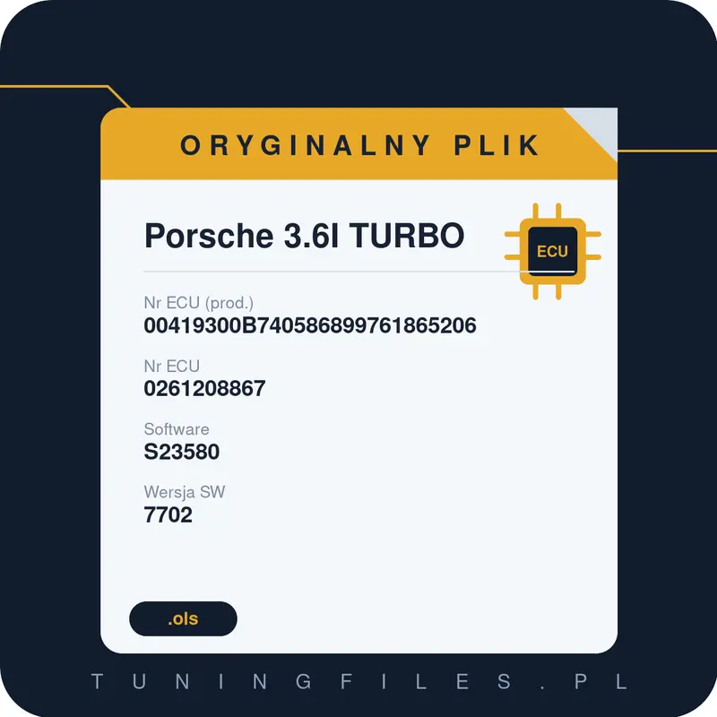 Oryginalny plik Porsche 3.6I TURBO 00419300B740586899761865206 0261208867 S23580 7702