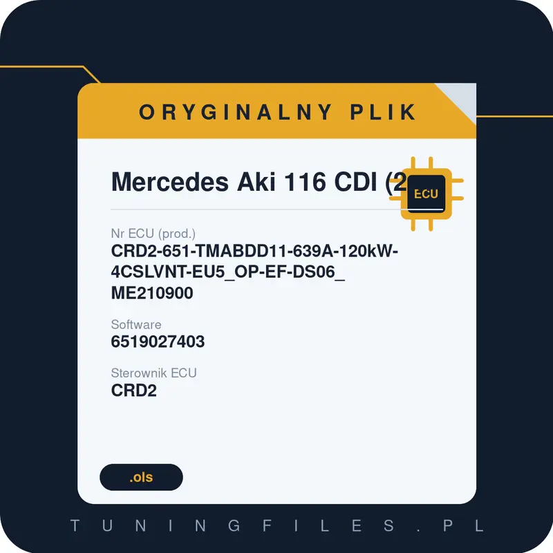 Oryginalny plik Mercedes Aki 116 CDI (2.1) CRD2-651-TMABDD11-639A-120kW-4CSLVNT-EU5_OP-EF-DS06_ME210900 6519027403