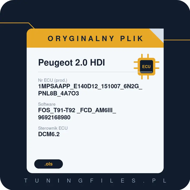 Oryginalny plik Peugeot 2.0 HDI 1MPSAAPP_E140D12_151007_6N2G_PNL8B_4A7O3 FOS_T91-T92 _FCD_AM6III_9692168980