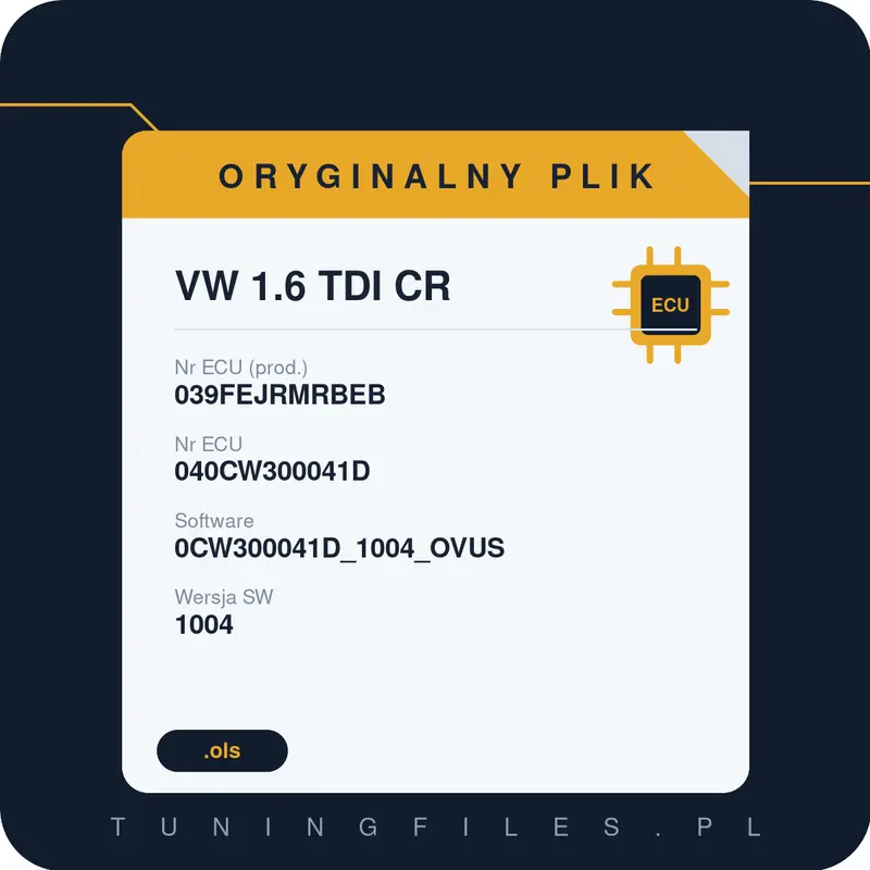 Oryginalny plik VW 1.6 TDI CR 039FEJRMRBEB 040CW300041D 0CW300041D_1004_OVUS 1004
