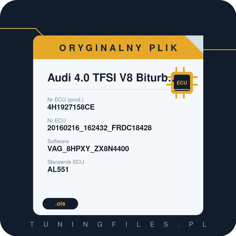 Oryginalny plik Audi 4.0 TFSI V8 Biturbo Quattro 4H1927158CE 20160216_162432_FRDC18428 VAG_8HPXY_ZX8N4400