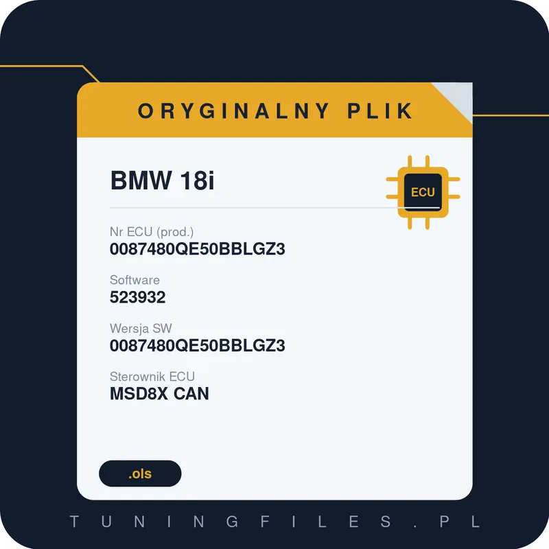 Oryginalny plik BMW 18i 0087480QE50BBLGZ3 523932 0087480QE50BBLGZ3