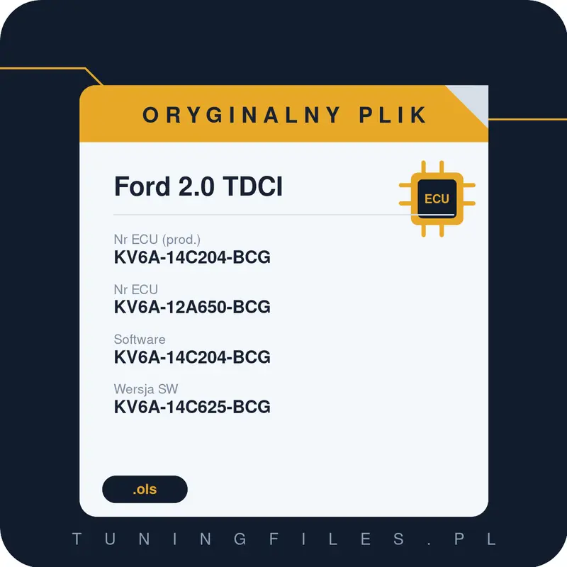 Oryginalny plik Ford 2.0 TDCI KV6A-14C204-BCG KV6A-12A650-BCG KV6A-14C204-BCG KV6A-14C625-BCG