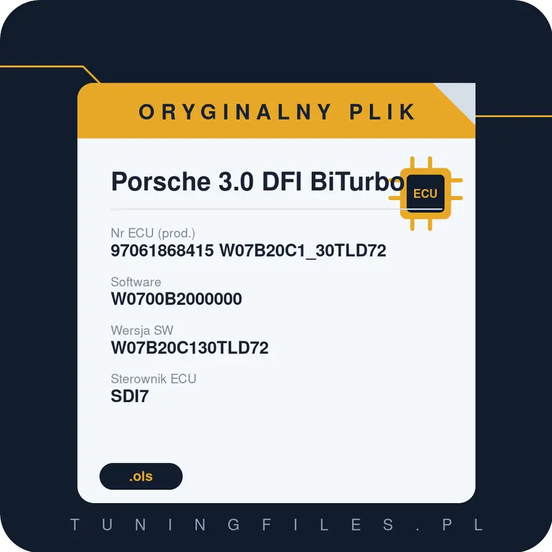 Oryginalny plik Porsche 3.0 DFI BiTurbo 97061868415 W07B20C1_30TLD72 W0700B2000000 W07B20C130TLD72