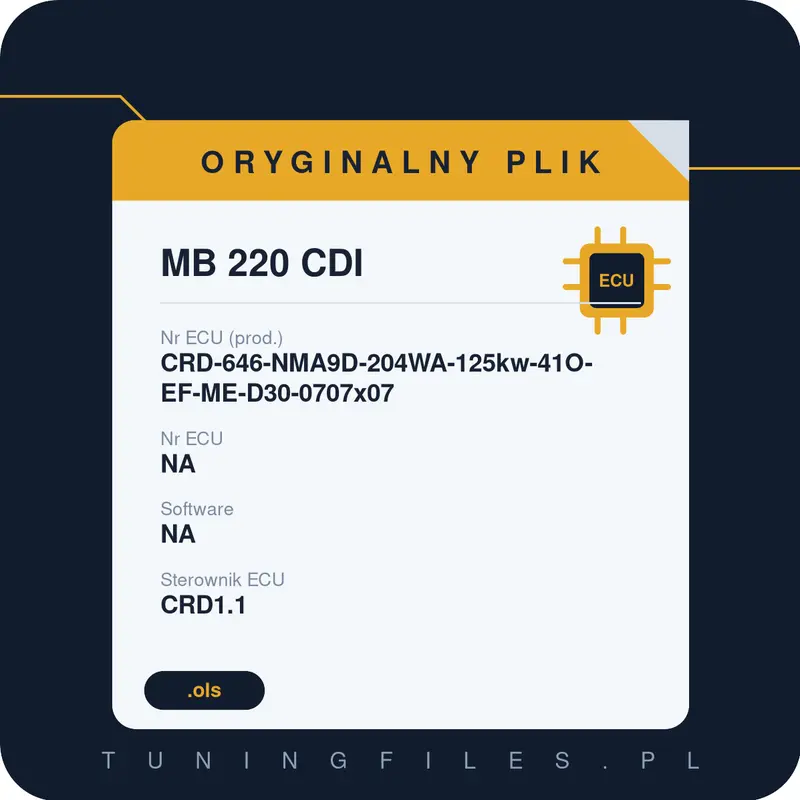 Oryginalny plik MB 220 CDI CRD-646-NMA9D-204WA-125kw-41O-EF-ME-D30-0707x07 NA NA