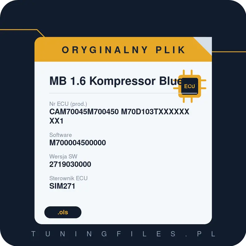 Oryginalny plik MB 1.6 Kompressor Blue Efficiency CAM70045M700450 M70D103TXXXXXXXX1 M700004500000 2719030000