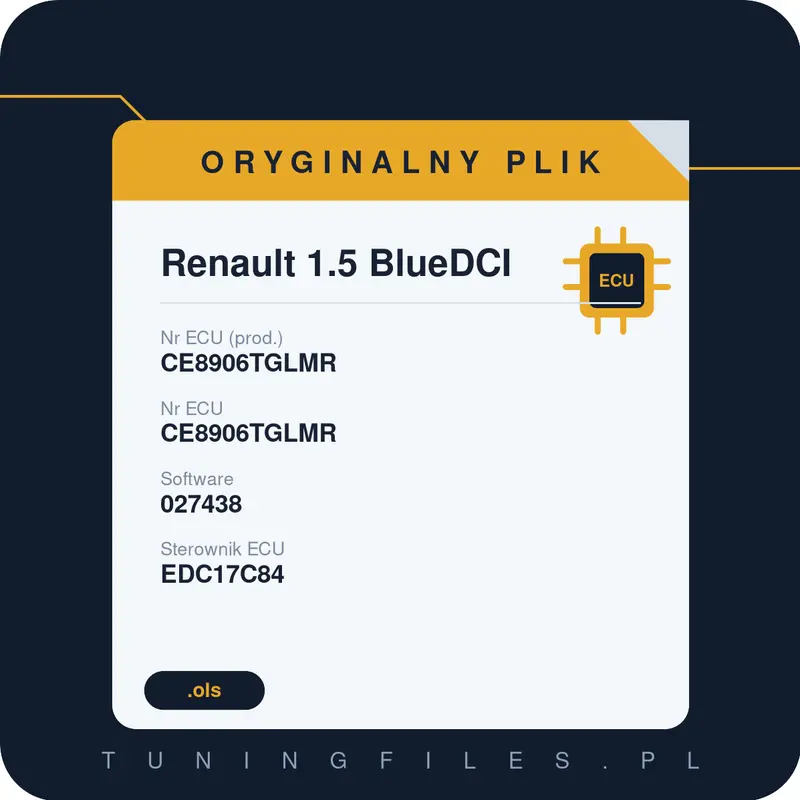 Oryginalny plik Renault 1.5 BlueDCI CE8906TGLMR CE8906TGLMR 027438