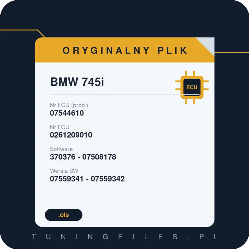 Oryginalny plik BMW 745i 07544610 0261209010 370376 - 07508178 07559341 - 07559342