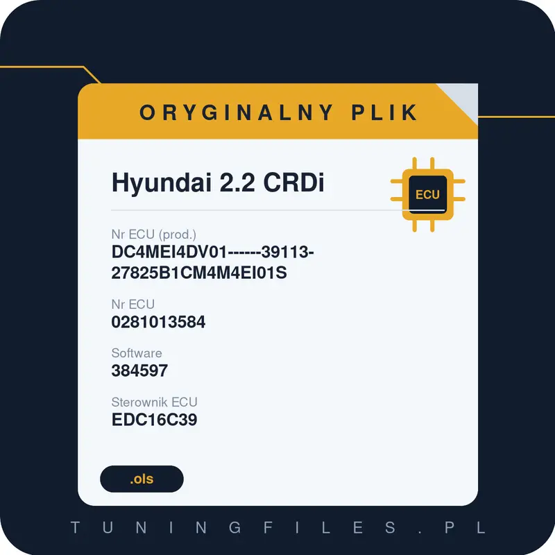 Oryginalny plik Hyundai 2.2 CRDi DC4MEI4DV01------39113-27825B1CM4M4EI01S 0281013584 384597