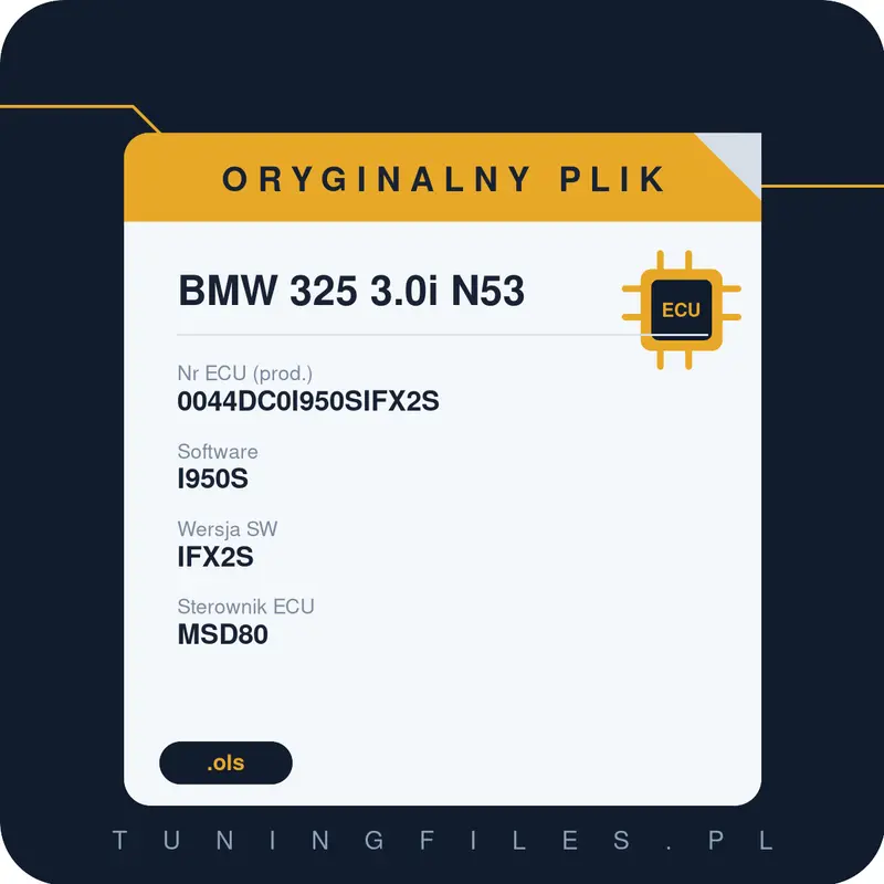 Oryginalny plik BMW 325 3.0i N53 0044DC0I950SIFX2S I950S IFX2S
