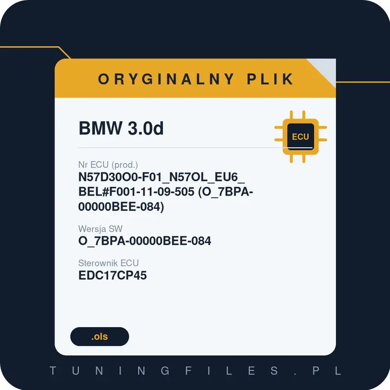 Oryginalny plik BMW 3.0d N57D30O0-F01_N57OL_EU6_BEL#F001-11-09-505 (O_7BPA-00000BEE-084) O_7BPA-00000BEE-084