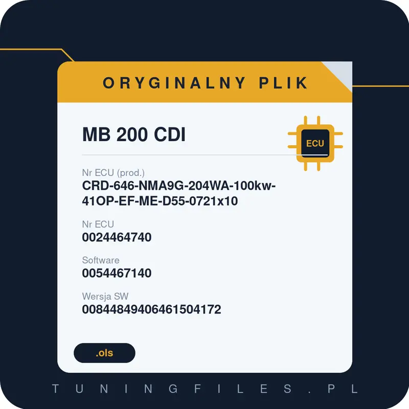 Oryginalny plik MB 200 CDI CRD-646-NMA9G-204WA-100kw-41OP-EF-ME-D55-0721x10 0024464740 0054467140 00844849406461504172