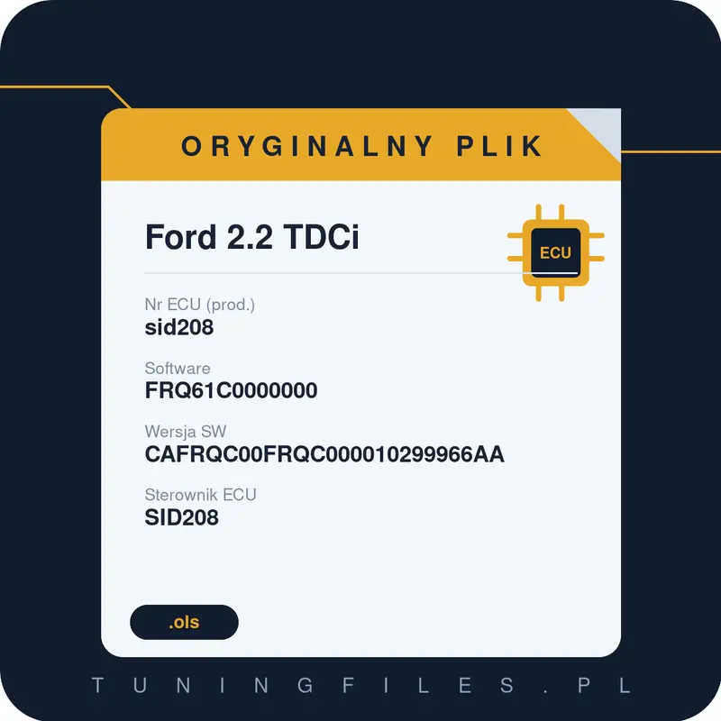 Oryginalny plik Ford 2.2 TDCi sid208 FRQ61C0000000 CAFRQC00FRQC000010299966AA
