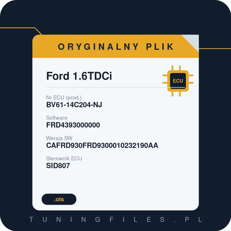 Oryginalny plik Ford 1.6TDCi BV61-14C204-NJ FRD4393000000 CAFRD930FRD9300010232190AA