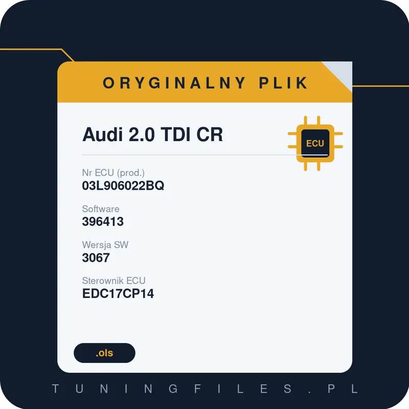 Oryginalny plik Audi 2.0 TDI CR 03L906022BQ 396413 3067