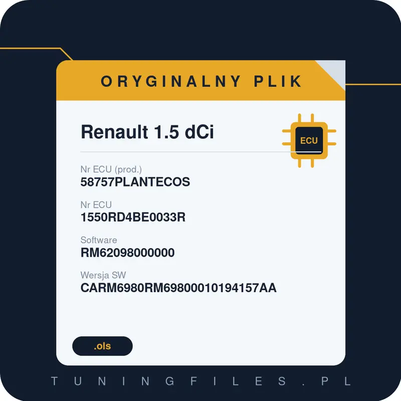 Oryginalny plik Renault 1.5 dCi 58757PLANTECOS 1550RD4BE0033R RM62098000000 CARM6980RM69800010194157AA