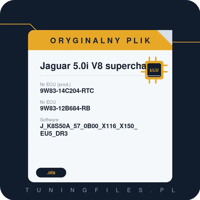 Oryginalny plik Jaguar 5.0i V8 supercharged 9W83-14C204-RTC 9W83-12B684-RB J_K8S50A_57_0B00_X116_X150_EU5_DR3