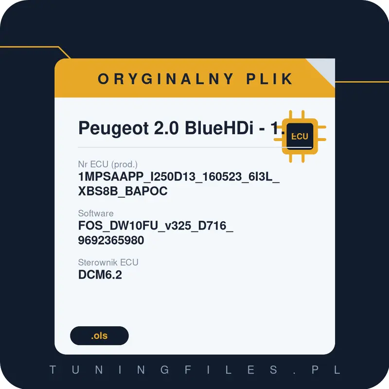 Oryginalny plik Peugeot 2.0 BlueHDi - 163hp 1MPSAAPP_I250D13_160523_6I3L_XBS8B_BAPOC FOS_DW10FU_v325_D716_9692365980