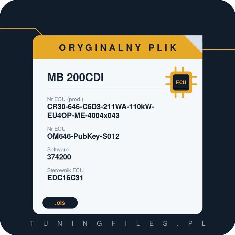 Oryginalny plik MB 200CDI CR30-646-C6D3-211WA-110kW-EU4OP-ME-4004x043 OM646-PubKey-S012 374200
