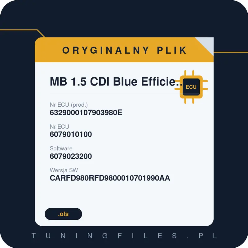 Oryginalny plik MB 1.5 CDI Blue Efficiency 6329000107903980E 6079010100 6079023200 CARFD980RFD9800010701990AA
