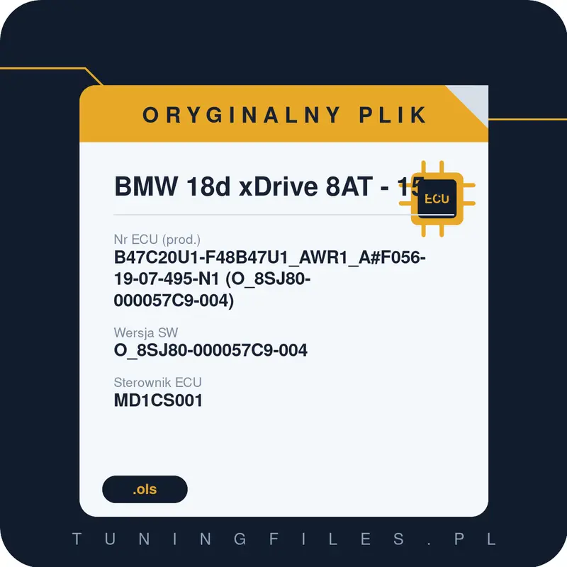 Oryginalny plik BMW 18d xDrive 8AT - 150hp B47C20U1-F48B47U1_AWR1_A#F056-19-07-495-N1 (O_8SJ80-000057C9-004) O_8SJ80-000057C9-004