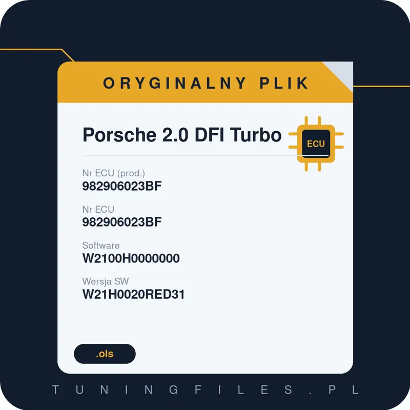 Oryginalny plik Porsche 2.0 DFI Turbo 982906023BF 982906023BF W2100H0000000 W21H0020RED31
