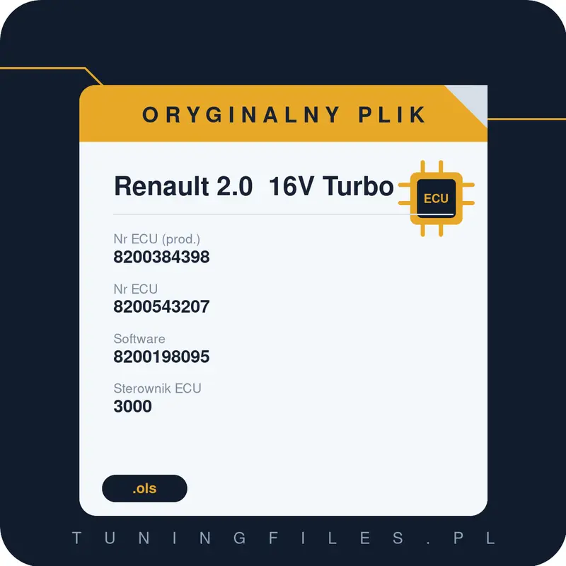 Oryginalny plik Renault 2.0 16V Turbo 8200384398 8200543207 8200198095