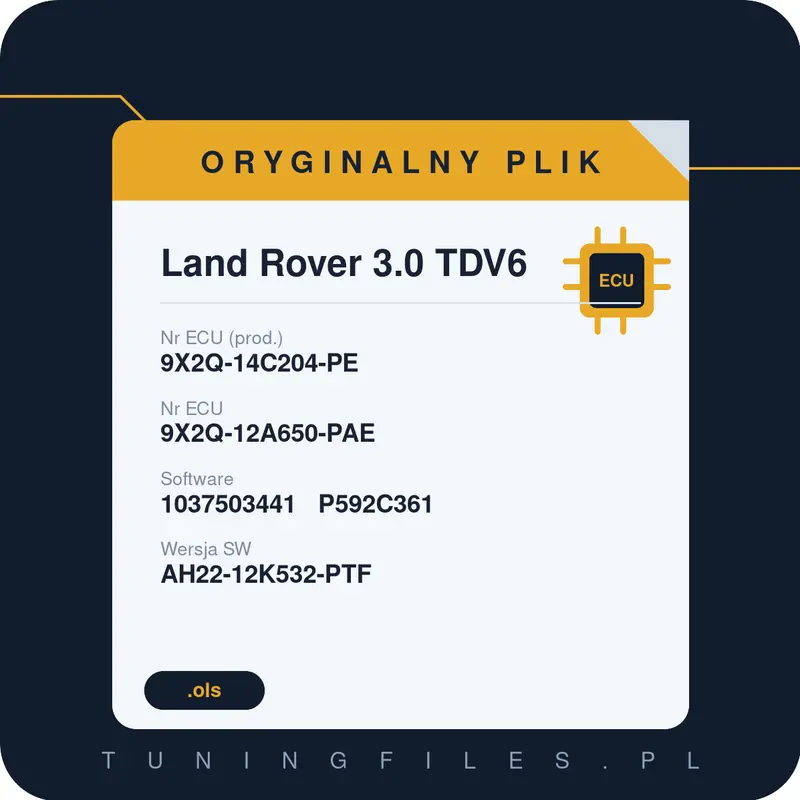 Oryginalny plik Land Rover 3.0 TDV6 9X2Q-14C204-PE 9X2Q-12A650-PAE 1037503441 P592C361 AH22-12K532-PTF