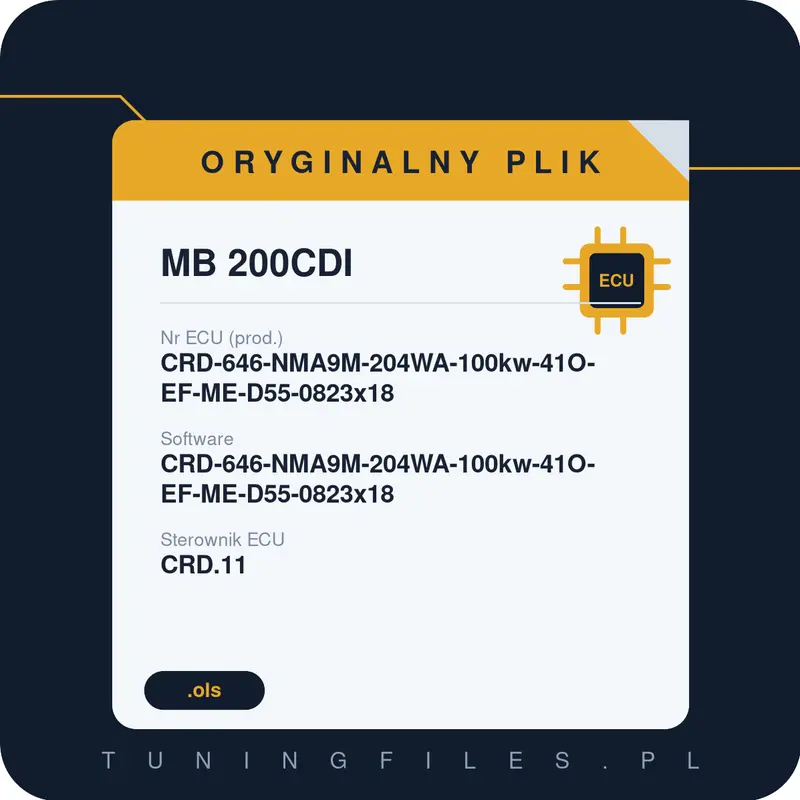 Oryginalny plik MB 200CDI CRD-646-NMA9M-204WA-100kw-41O-EF-ME-D55-0823x18 CRD-646-NMA9M-204WA-100kw-41O-EF-ME-D55-0823x18
