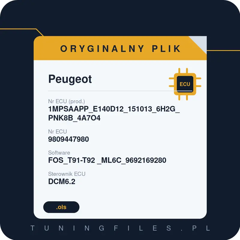 Oryginalny plik Peugeot 1MPSAAPP_E140D12_151013_6H2G_PNK8B_4A7O4 9809447980 FOS_T91-T92 _ML6C_9692169280