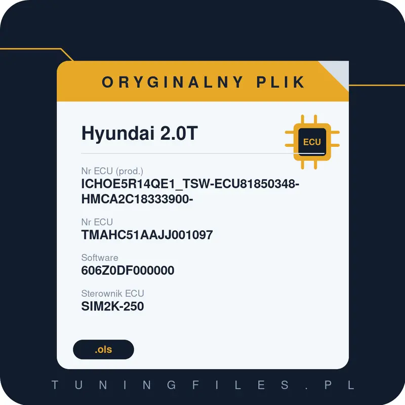 Oryginalny plik Hyundai 2.0T ICHOE5R14QE1_TSW-ECU81850348-HMCA2C18333900- TMAHC51AAJJ001097 606Z0DF000000