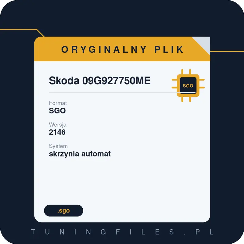 Oryginalny Plik SGO Skoda 09G927750ME 2146