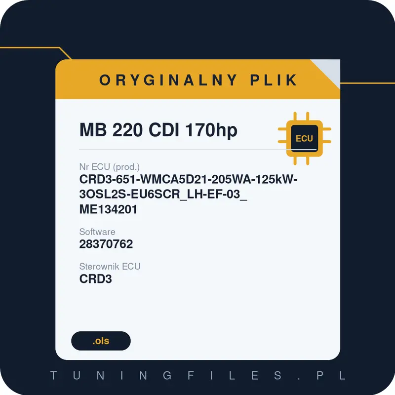Oryginalny plik MB 220 CDI 170hp CRD3-651-WMCA5D21-205WA-125kW-3OSL2S-EU6SCR_LH-EF-03_ME134201 28370762