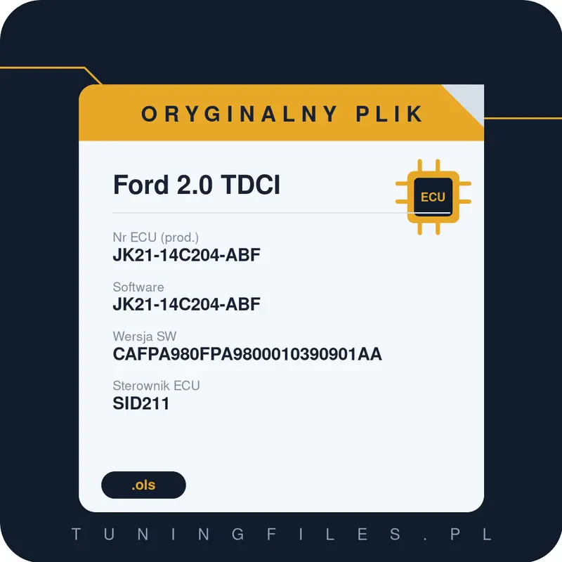 Oryginalny plik Ford 2.0 TDCI JK21-14C204-ABF JK21-14C204-ABF CAFPA980FPA9800010390901AA