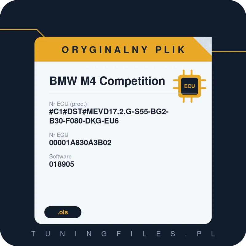 Oryginalny plik BMW M4 Competition #C1#DST#MEVD17.2.G-S55-BG2-B30-F080-DKG-EU6 00001A830A3B02 018905 00001A841D2801 - 000038AA1D28FE
