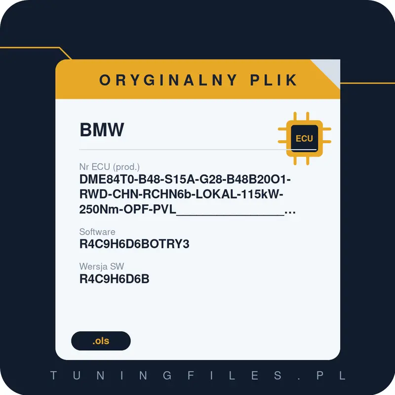 Oryginalny plik BMW DME84T0-B48-S15A-G28-B48B20O1-RWD-CHN-RCHN6b-LOKAL-115kW-250Nm-OPF-PVL______________________________#R4C9H6D6BOTRY3 R4C9H6D6BOTRY3 R4C9H6D6B
