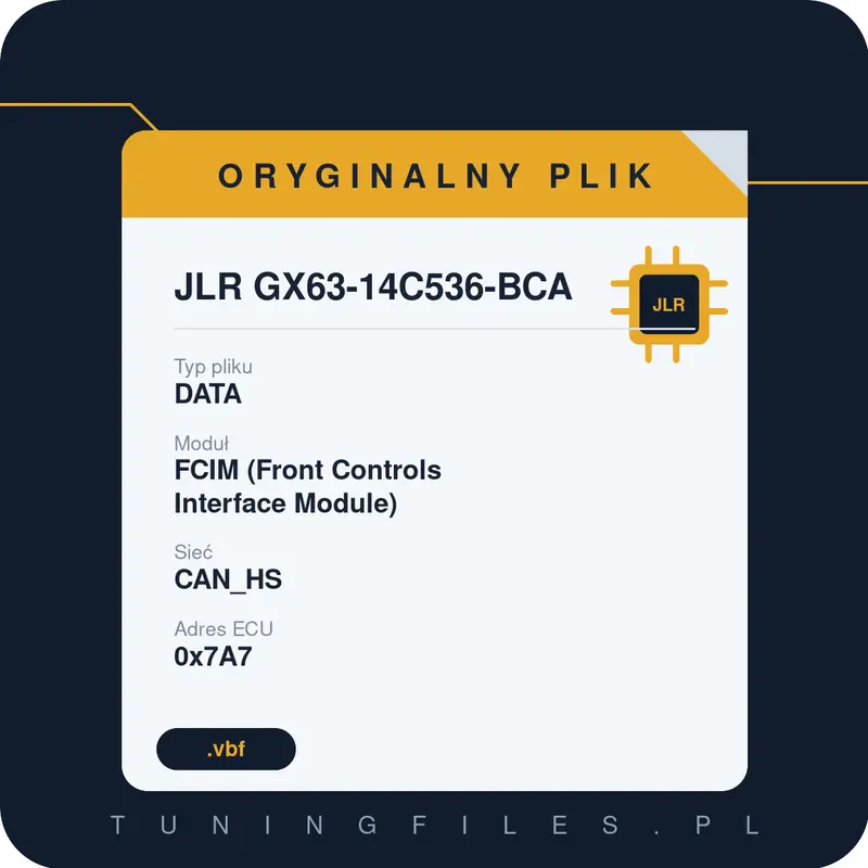 Oryginalny plik JLR GX63-14C536-BCA DATA