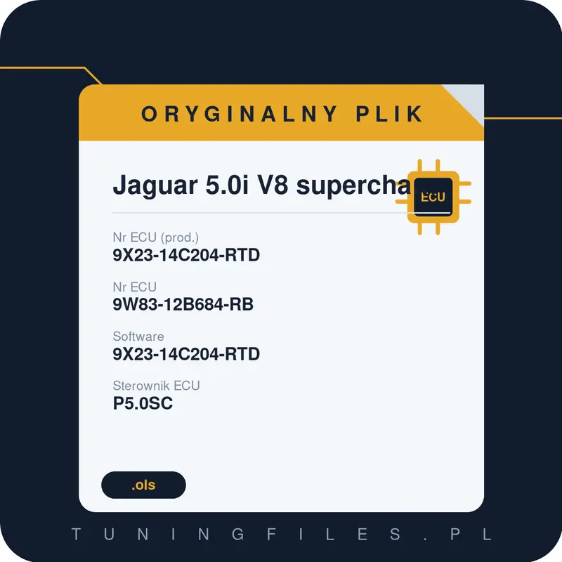 Oryginalny plik Jaguar 5.0i V8 supercharged 9X23-14C204-RTD 9W83-12B684-RB 9X23-14C204-RTD