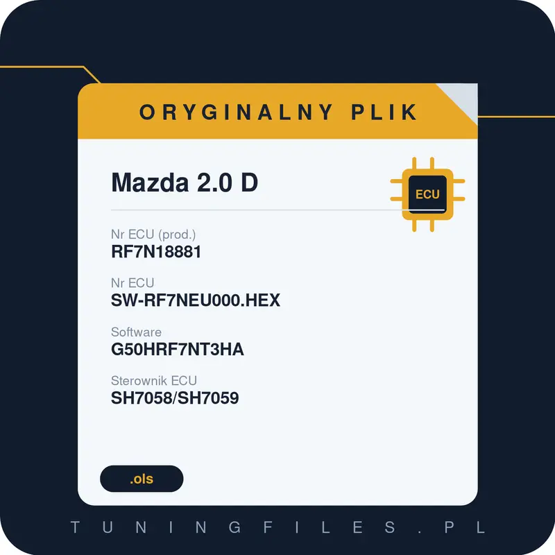 Oryginalny plik Mazda 2.0 D RF7N18881 SW-RF7NEU000.HEX G50HRF7NT3HA