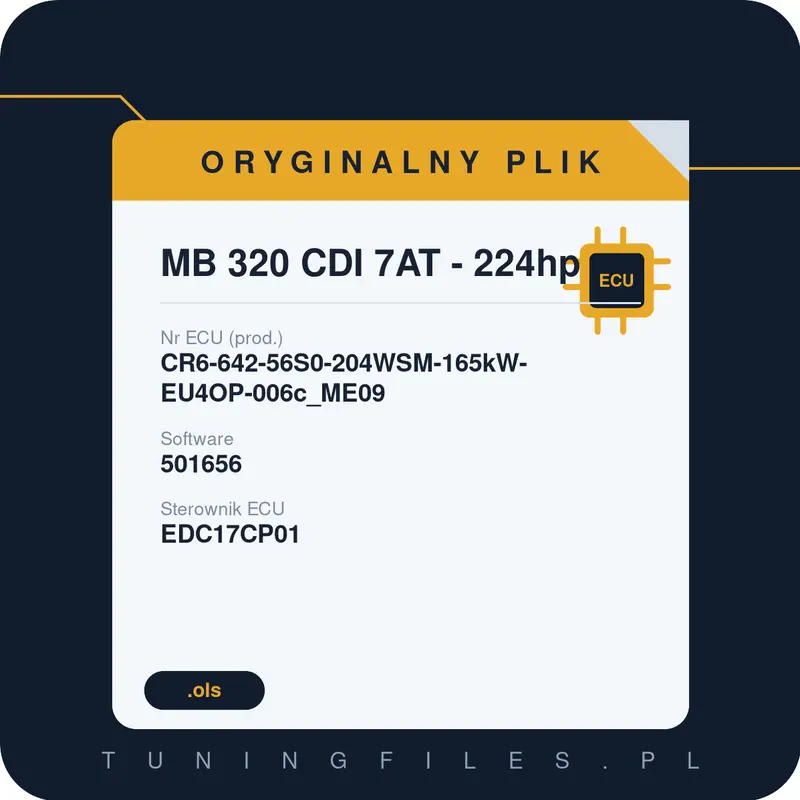 Oryginalny plik MB 320 CDI 7AT - 224hp CR6-642-56S0-204WSM-165kW-EU4OP-006c_ME09 501656