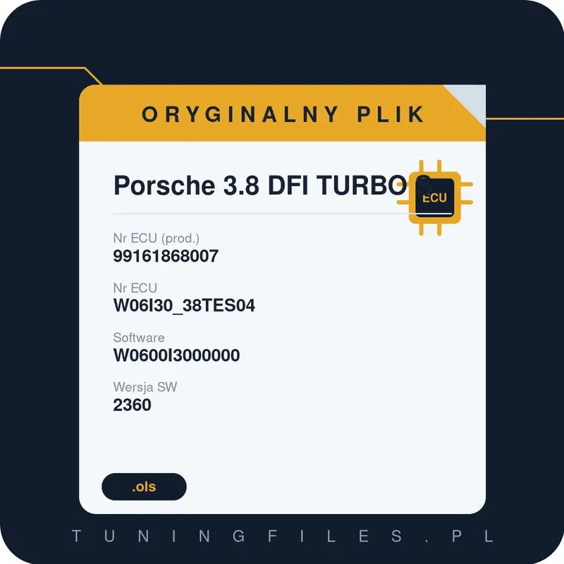 Oryginalny plik Porsche 3.8 DFI TURBO S 99161868007 W06I30_38TES04 W0600I3000000 2360