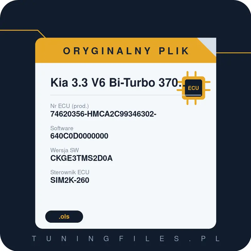 Oryginalny plik Kia 3.3 V6 Bi-Turbo 370hp 74620356-HMCA2C99346302- 640C0D0000000 CKGE3TMS2D0A